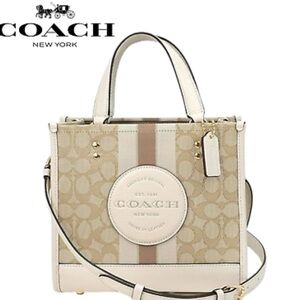 Coach Cream and Tan Tote with Signature Jacquard Slightly used